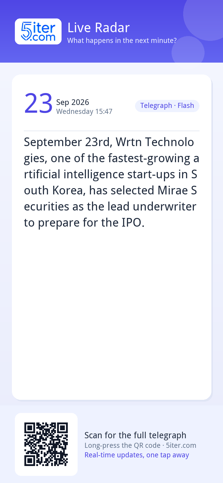 September 23rd, Wrtn Technologies, one of the fastest-growin