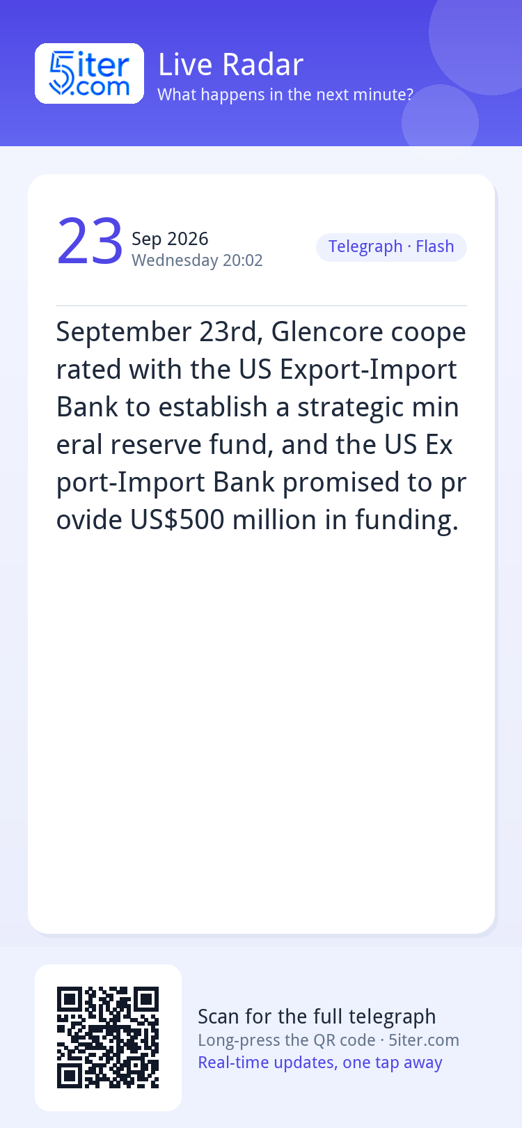September 23rd, Glencore cooperated with the US Export-Impor