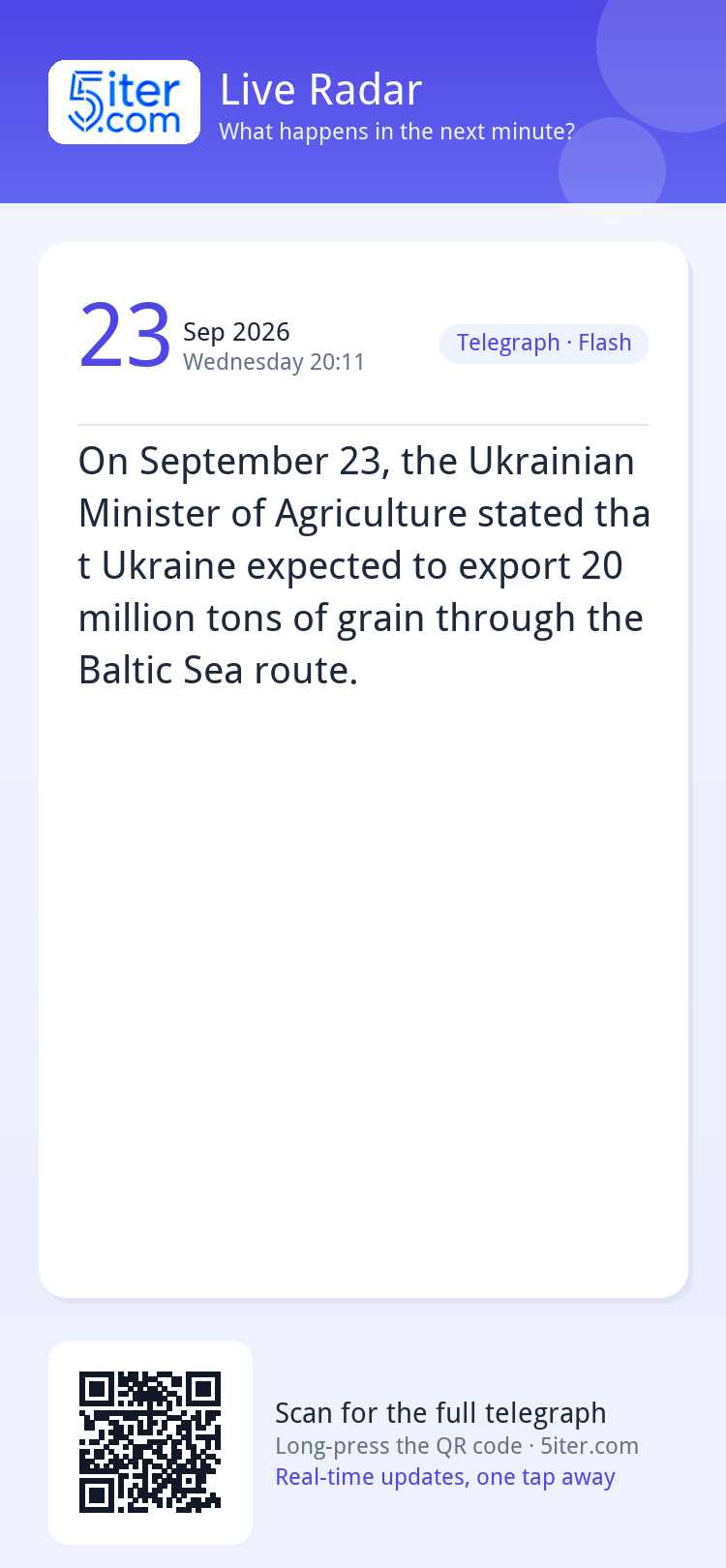 On September 23, the Ukrainian Minister of Agriculture state