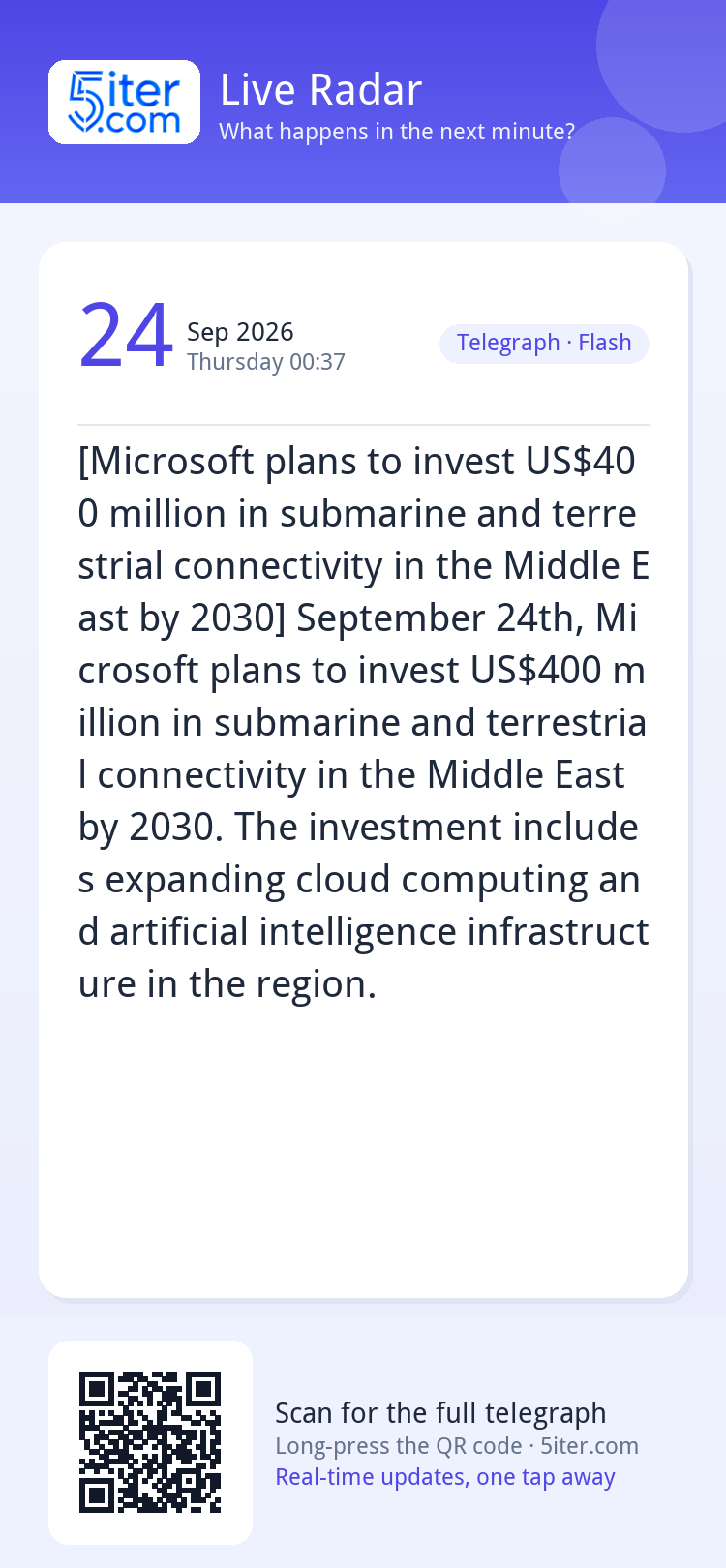 [Microsoft plans to invest US$400 million in submarine and t