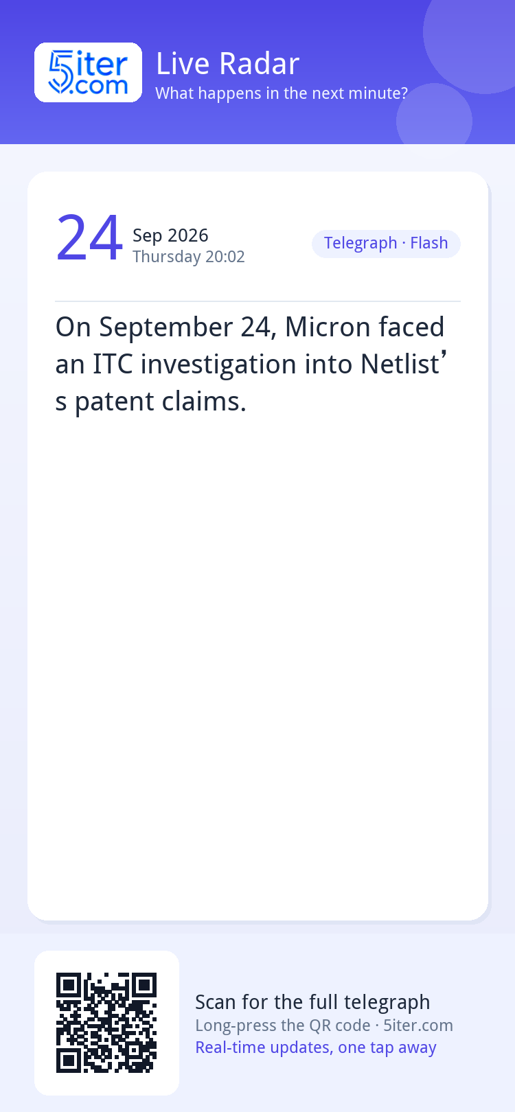 On September 24, Micron faced an ITC investigation into Netl