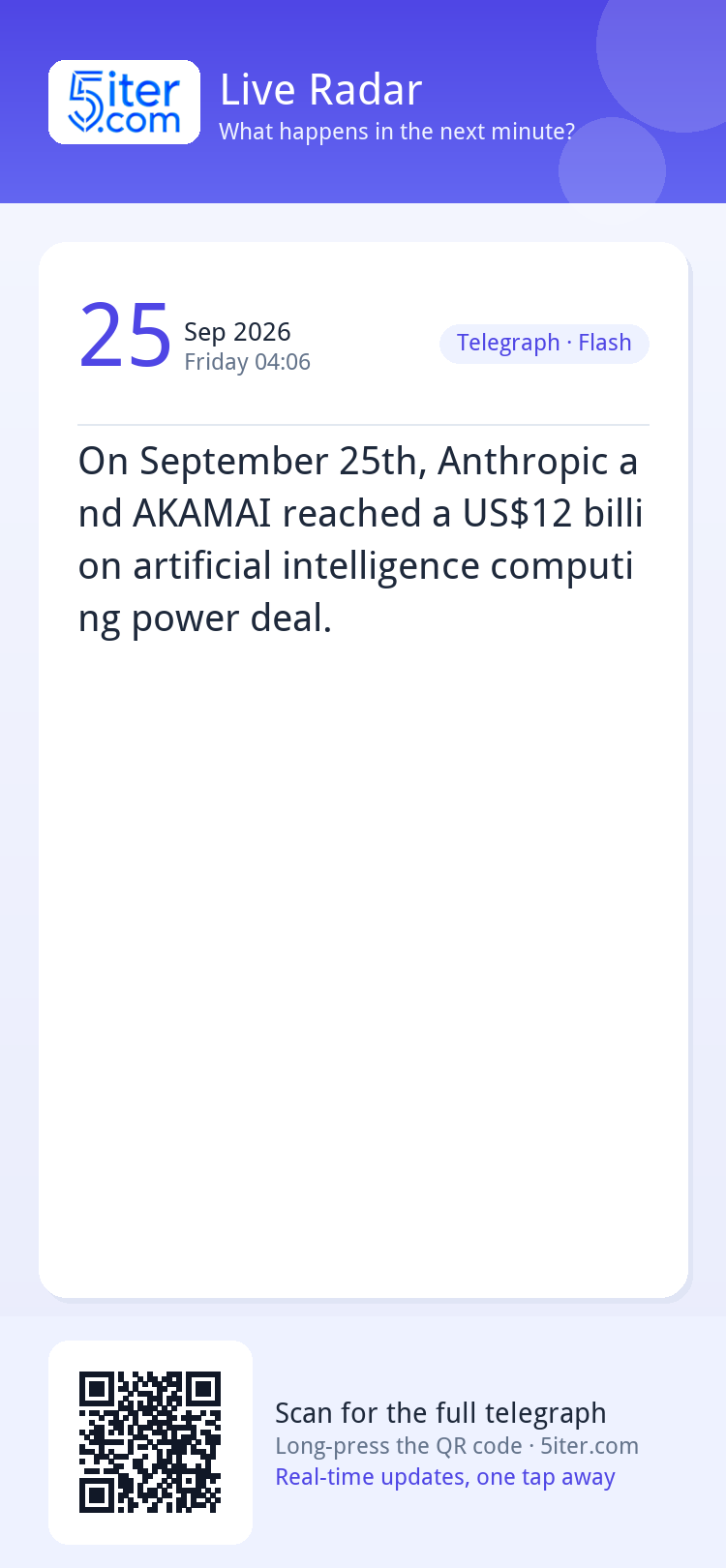 On September 25th, Anthropic and AKAMAI reached a US$12 bill
