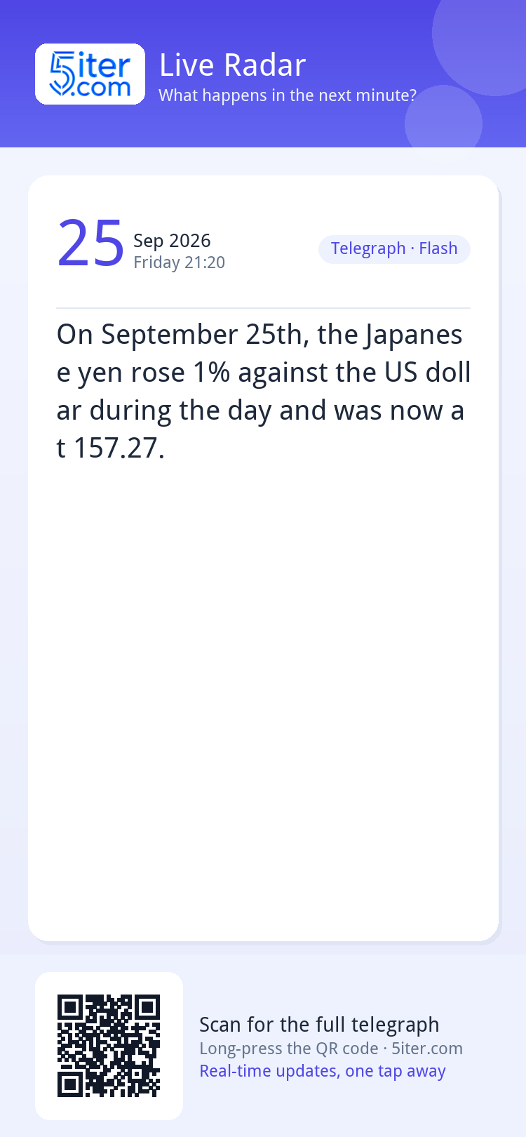 On September 25th, the Japanese yen rose 1% against the US d