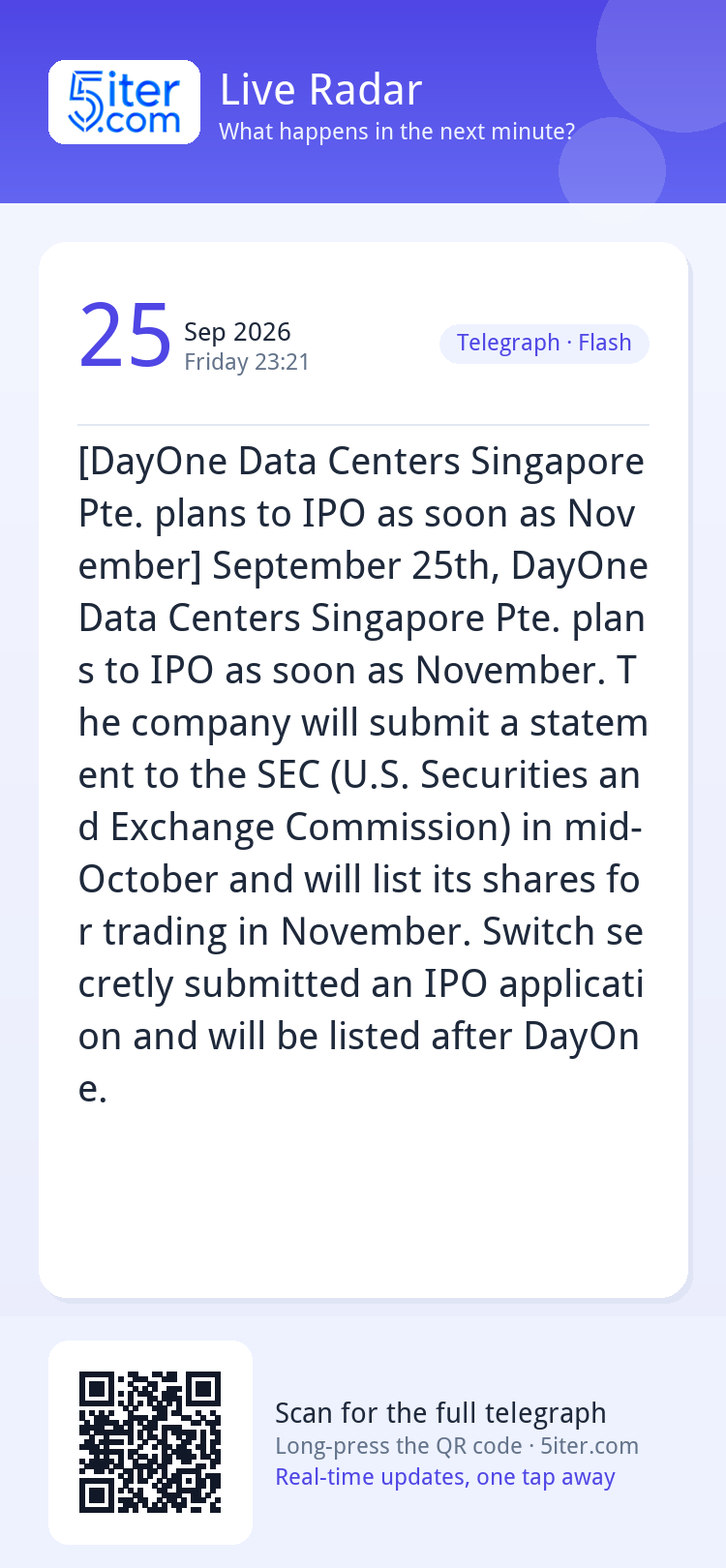 [DayOne Data Centers Singapore Pte. plans to IPO as soon as 