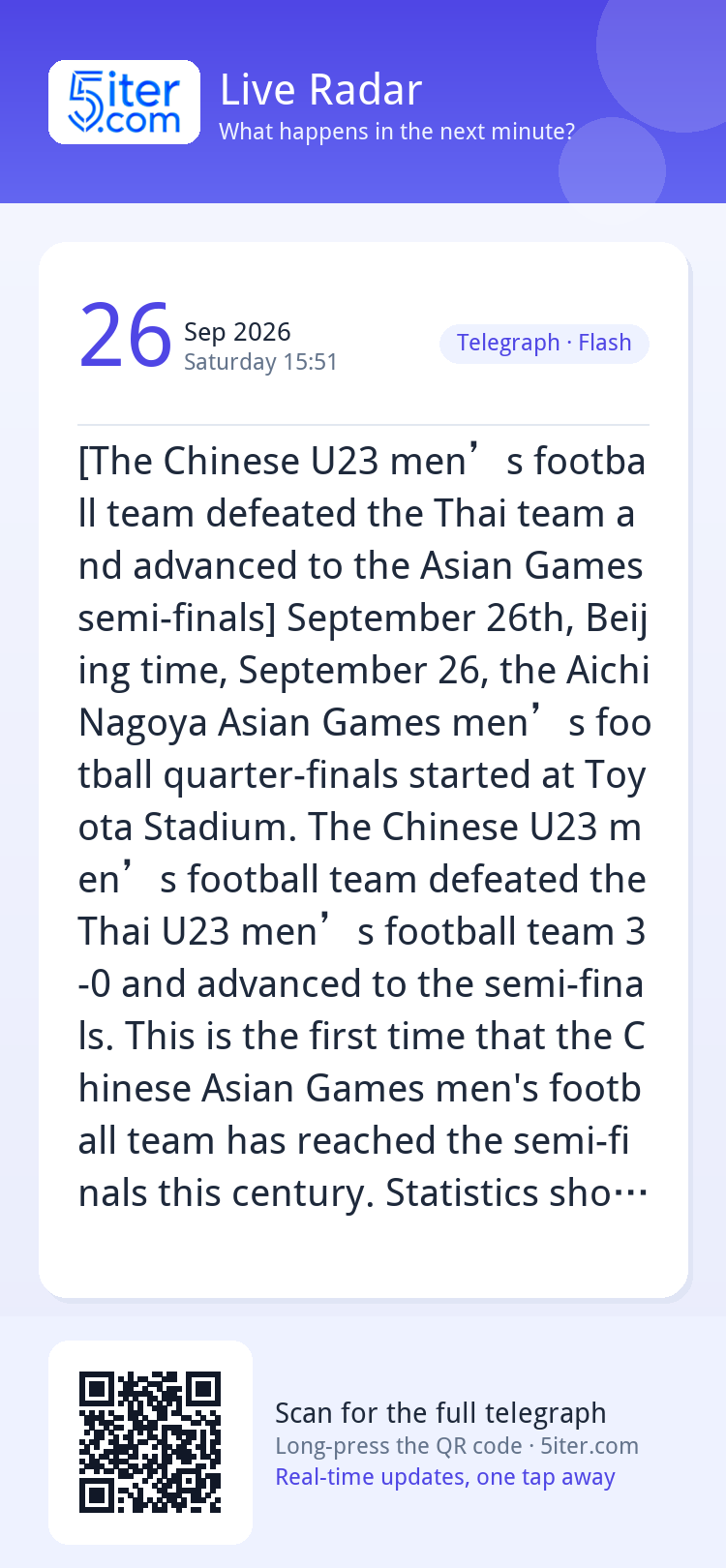 [The Chinese U23 men’s football team defeated the Thai team 