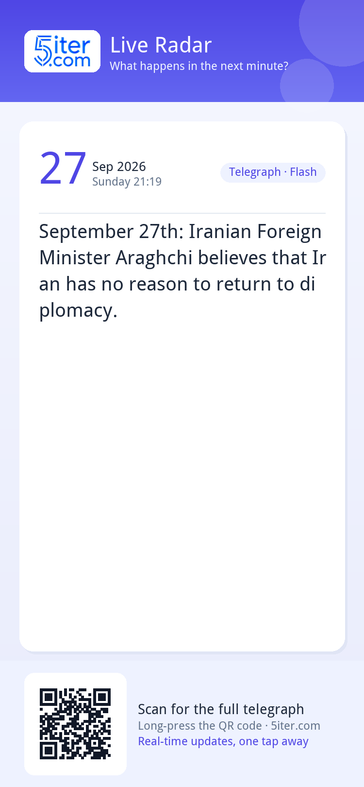 September 27th: Iranian Foreign Minister Araghchi believes t