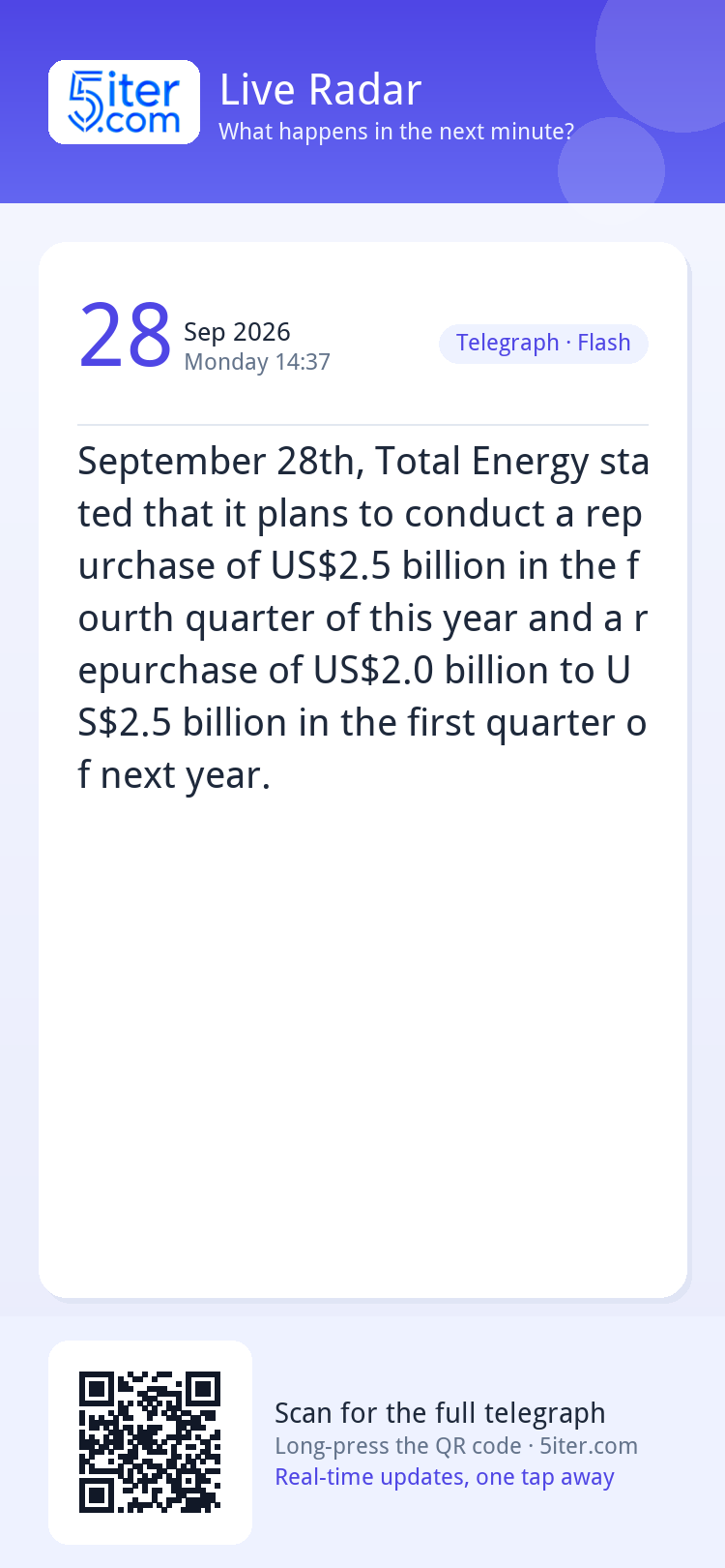 September 28th, Total Energy stated that it plans to conduct