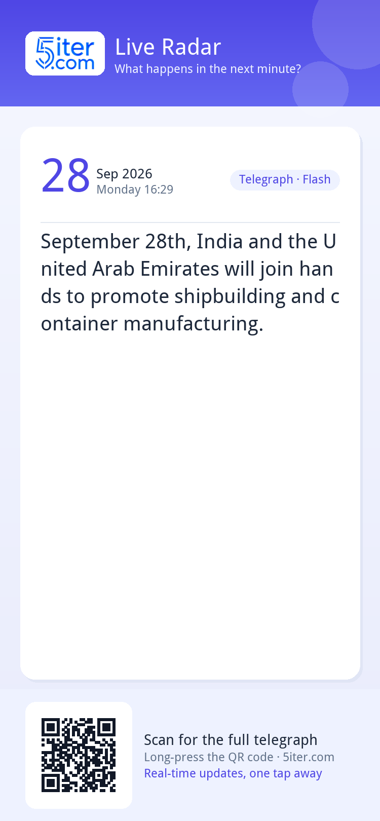 September 28th, India and the United Arab Emirates will join