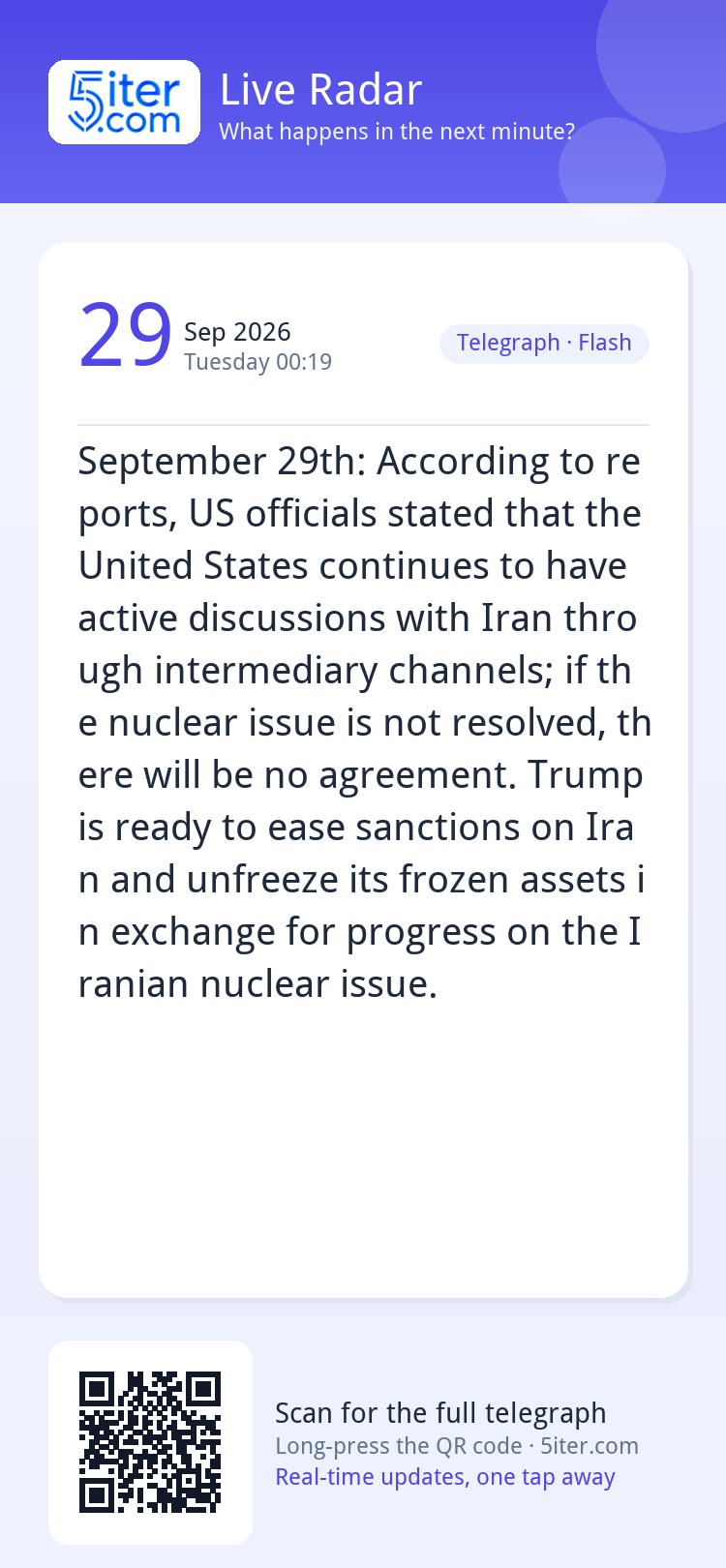 September 29th: According to reports, US officials stated th