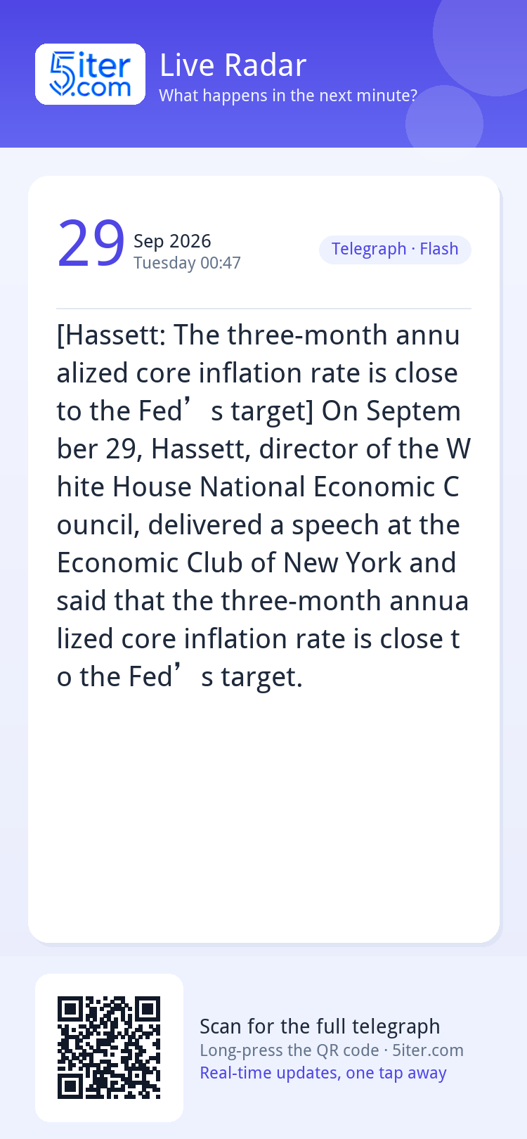 [Hassett: The three-month annualized core inflation rate is 
