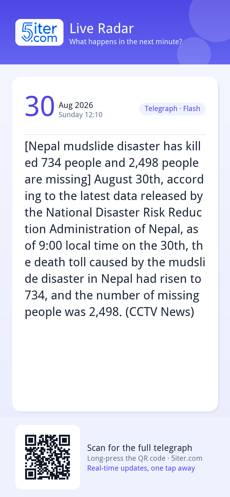 [Nepal mudslide disaster has killed 734 people and 2,498 peo