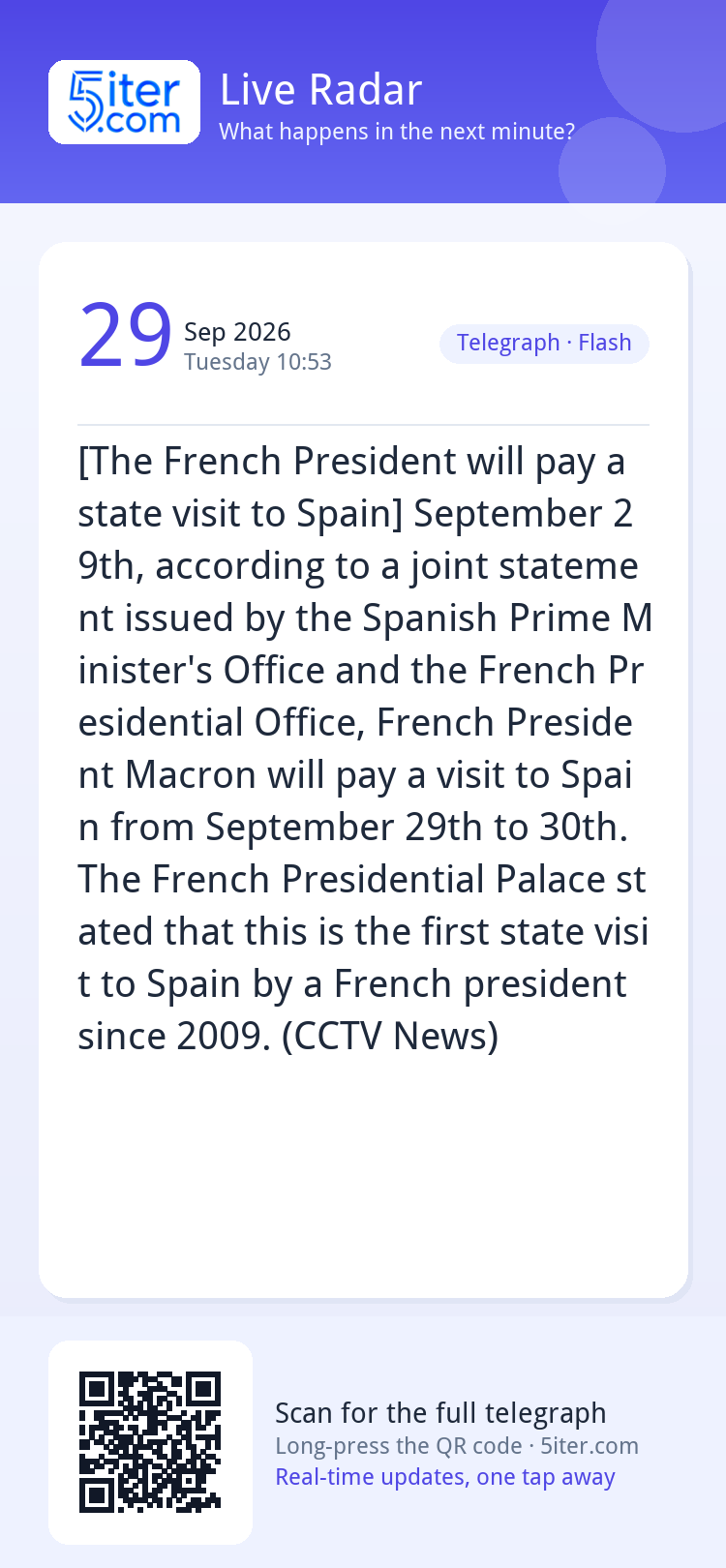 [The French President will pay a state visit to Spain] Septe