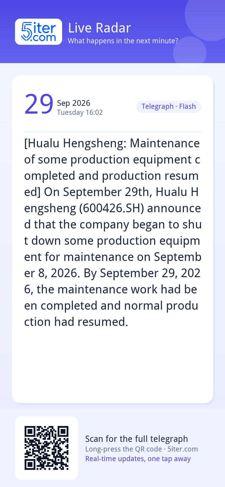 [Hualu Hengsheng: Maintenance of some production equipment c