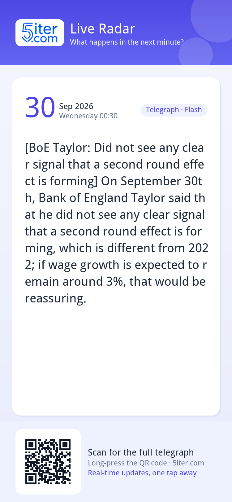 [BoE Taylor: Did not see any clear signal that a second roun