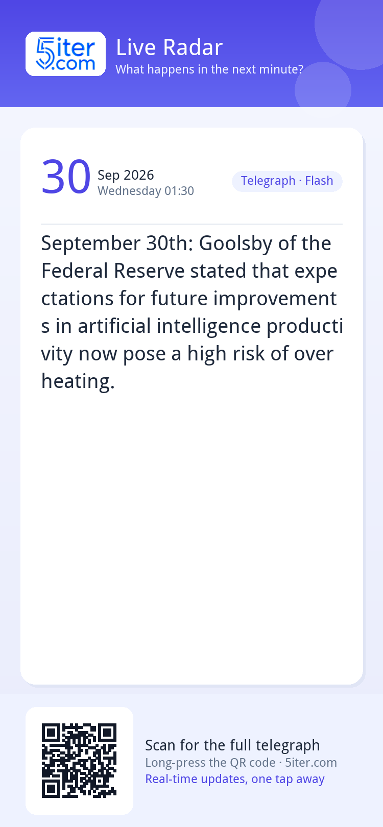 September 30th: Goolsby of the Federal Reserve stated that e