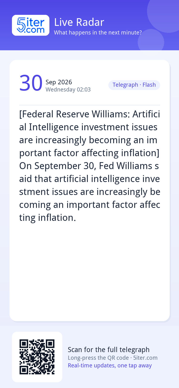 [Federal Reserve Williams: Artificial Intelligence investmen