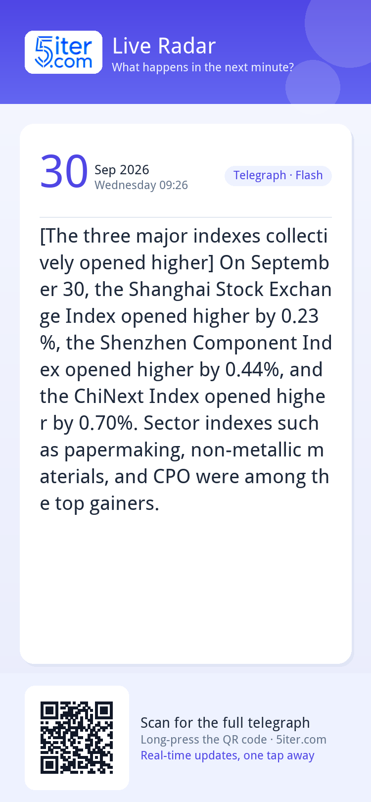 [The three major indexes collectively opened higher] On Sept