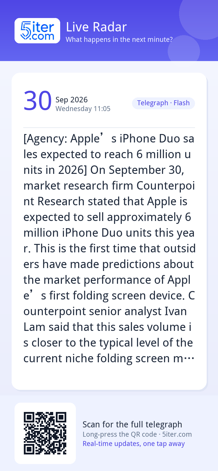 [Agency: Apple’s iPhone Duo sales expected to reach 6 millio