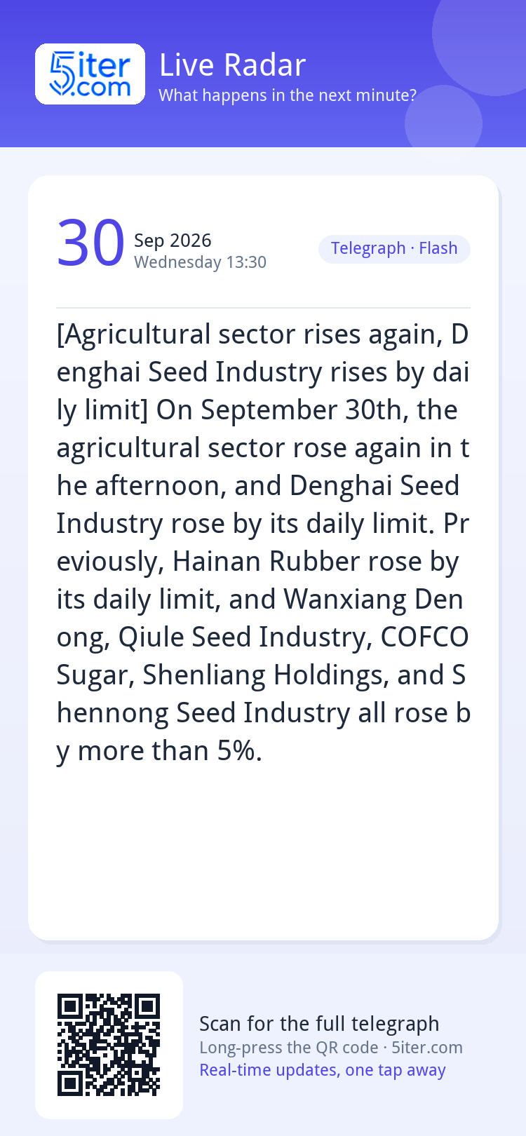 [Agricultural sector rises again, Denghai Seed Industry rise