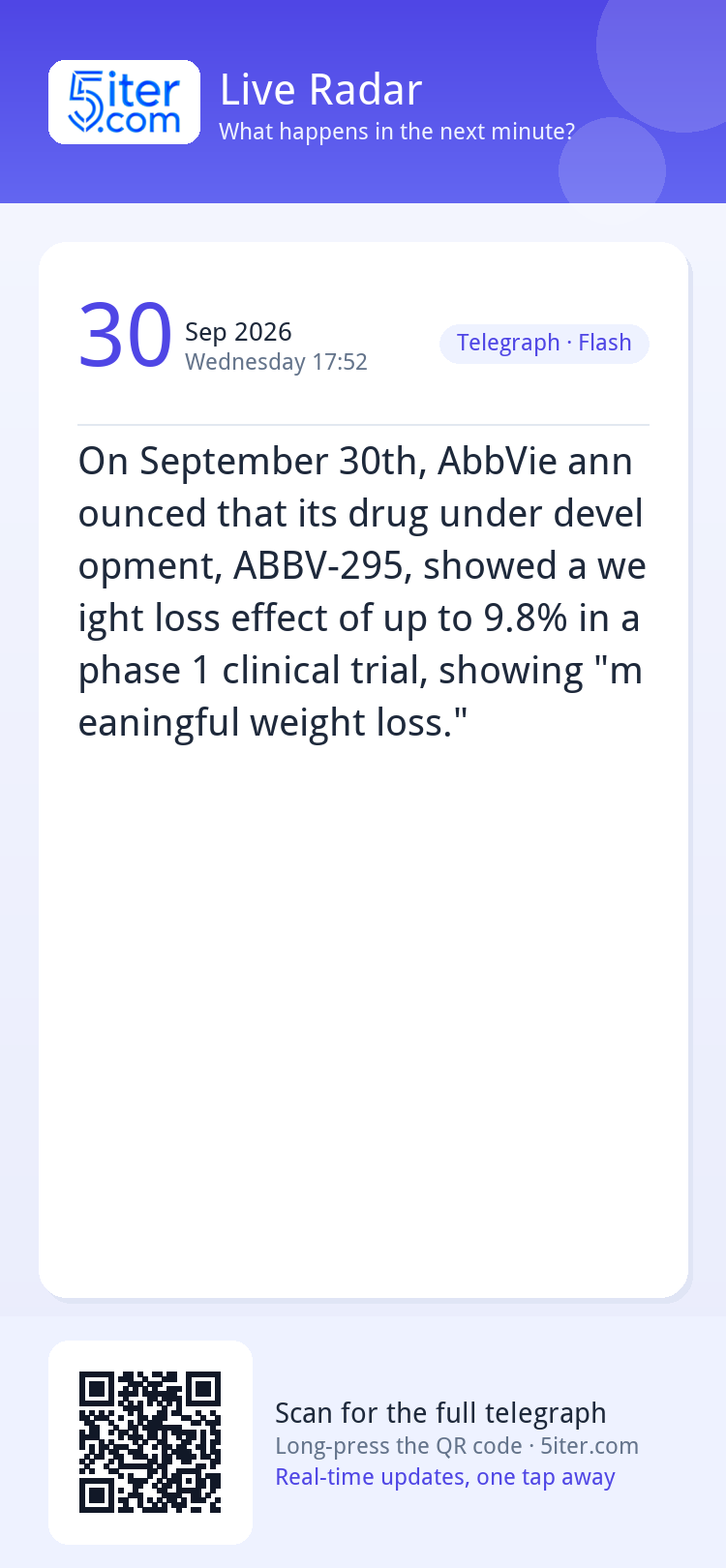 On September 30th, AbbVie announced that its drug under deve