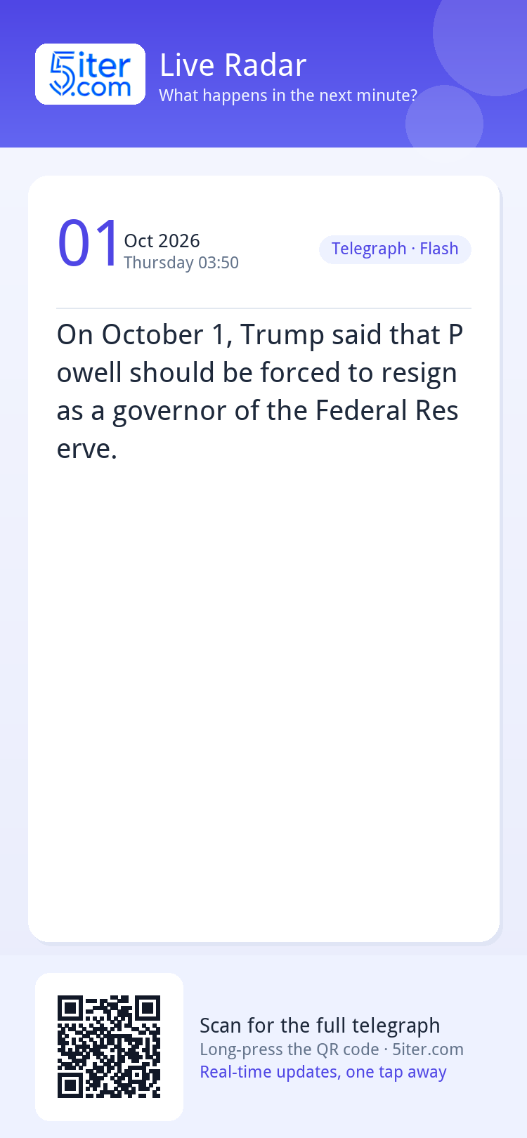 On October 1, Trump said that Powell should be forced to res