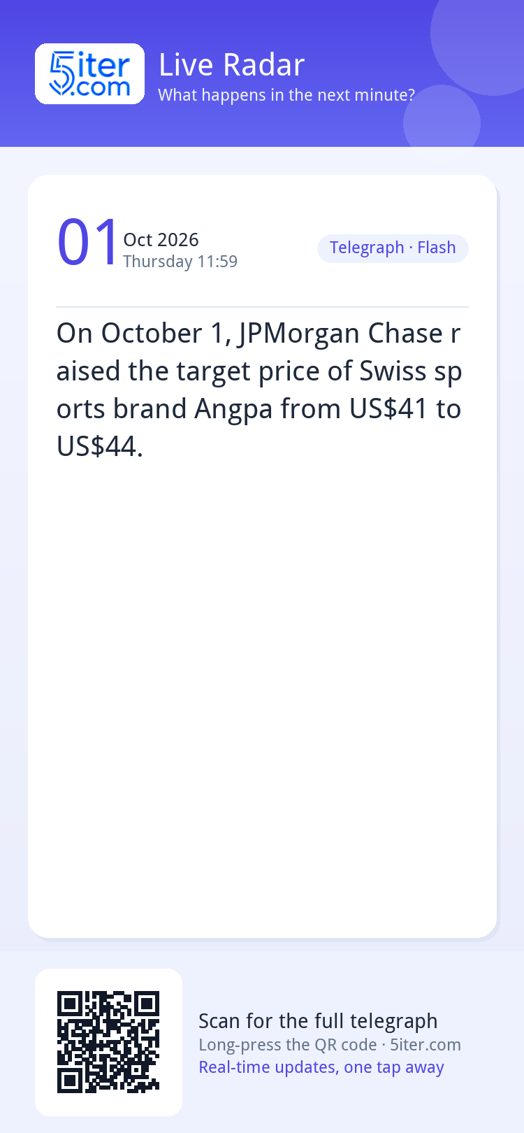 On October 1, JPMorgan Chase raised the target price of Swis