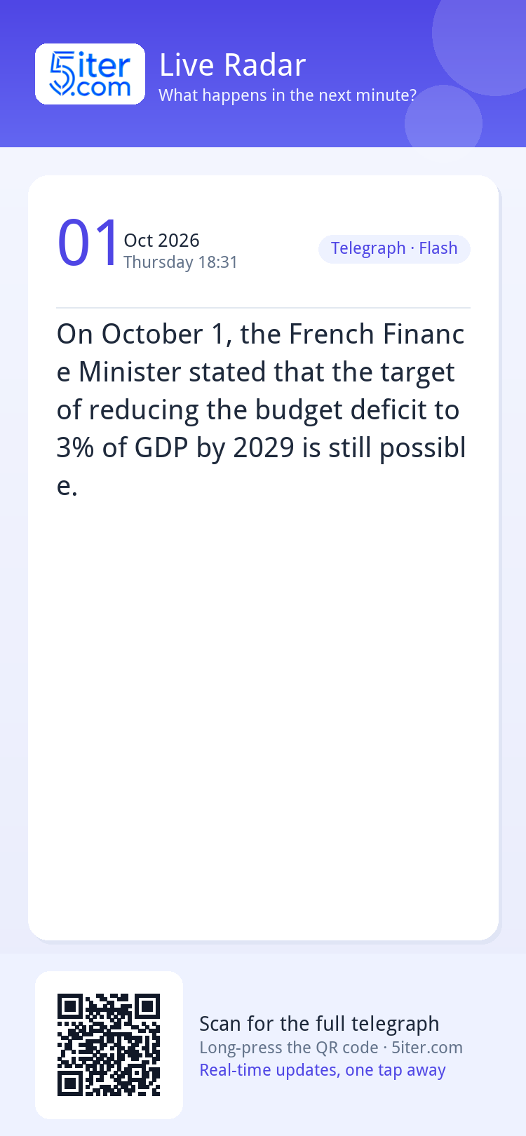 On October 1, the French Finance Minister stated that the ta
