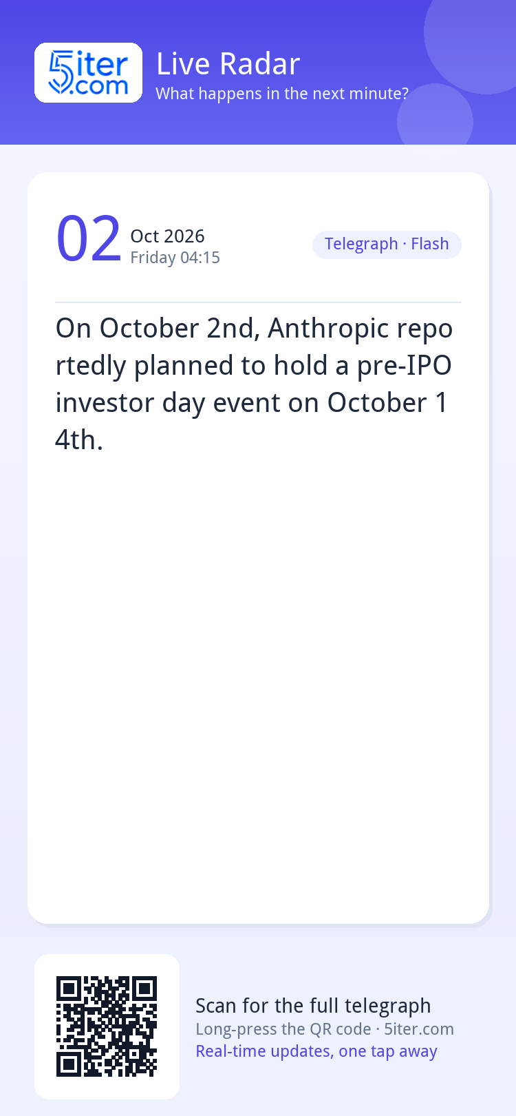 On October 2nd, Anthropic reportedly planned to hold a pre-I