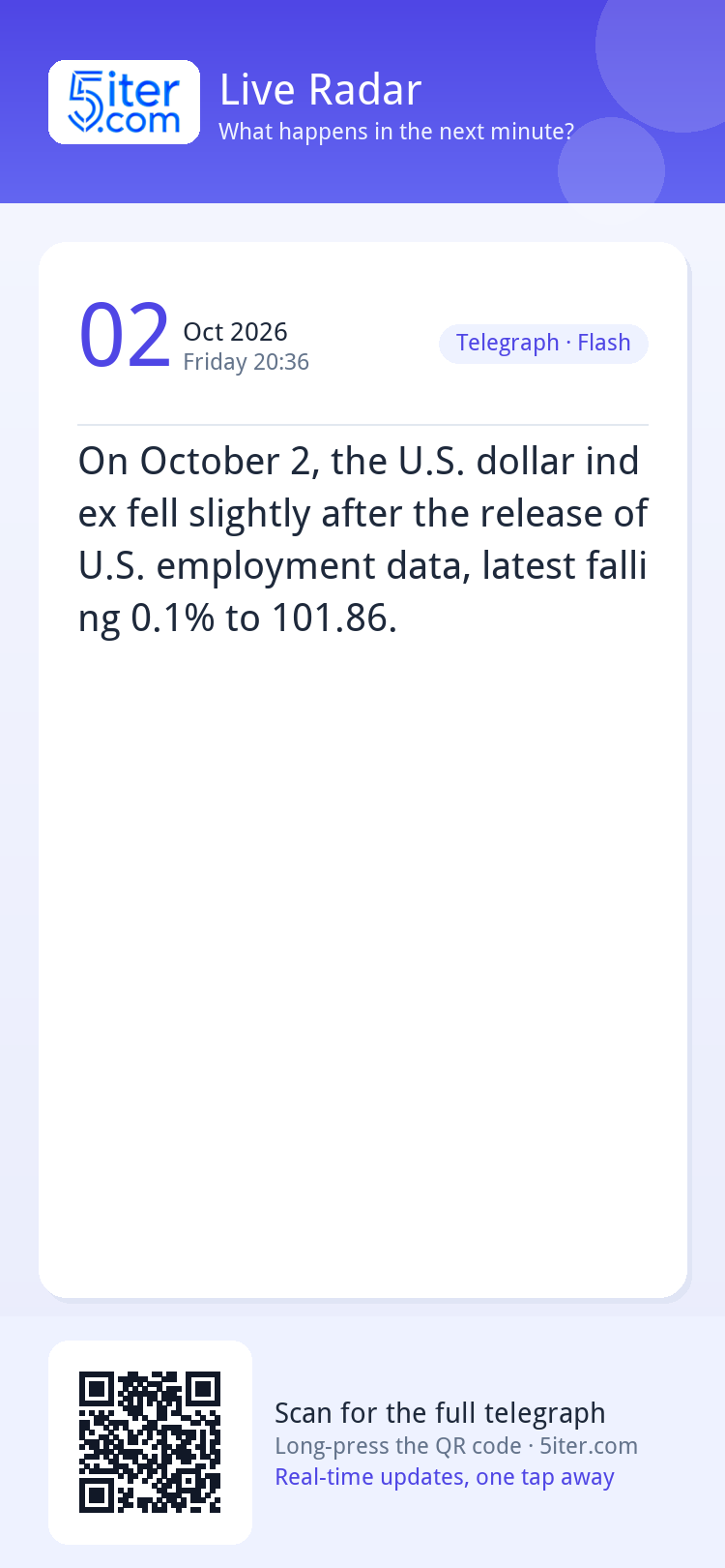 On October 2, the U.S. dollar index fell slightly after the 