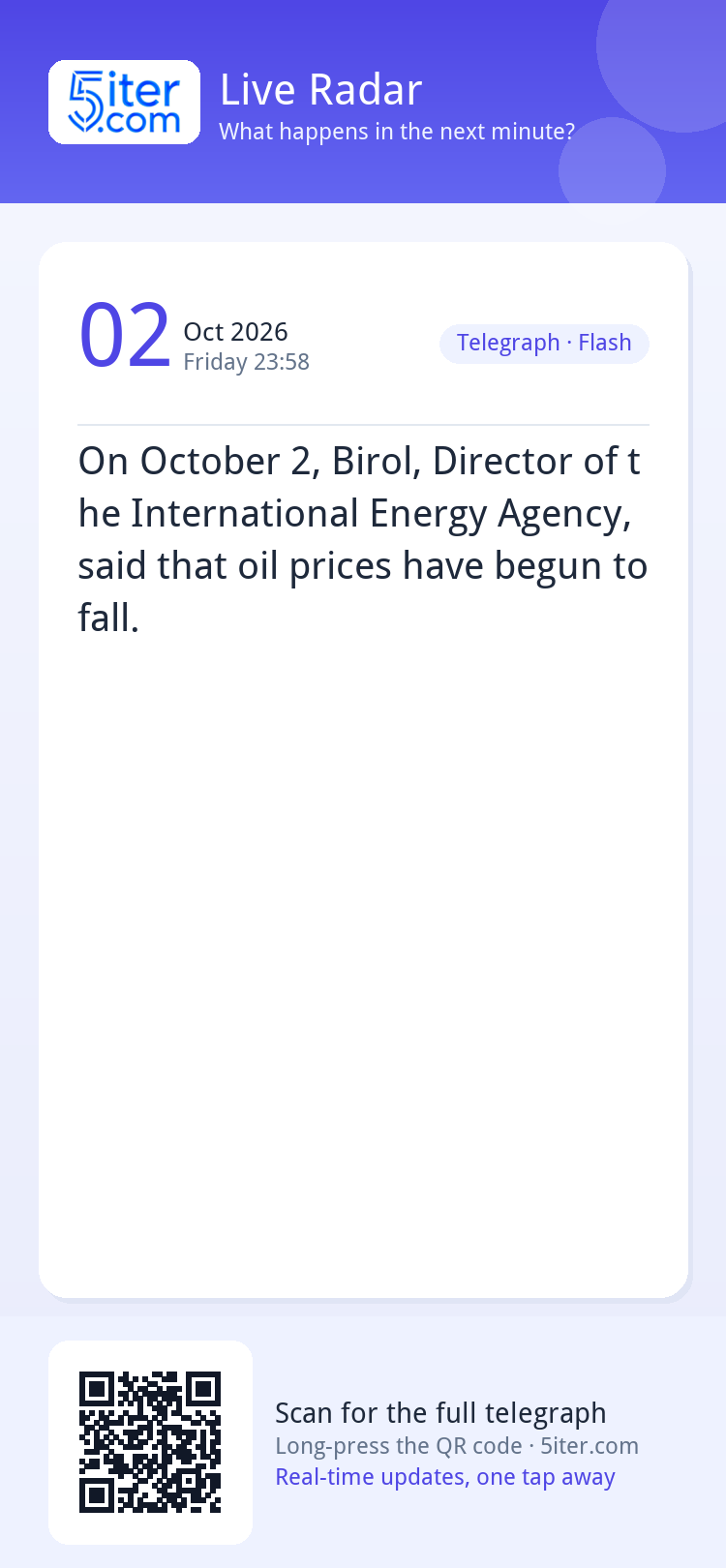 On October 2, Birol, Director of the International Energy Ag