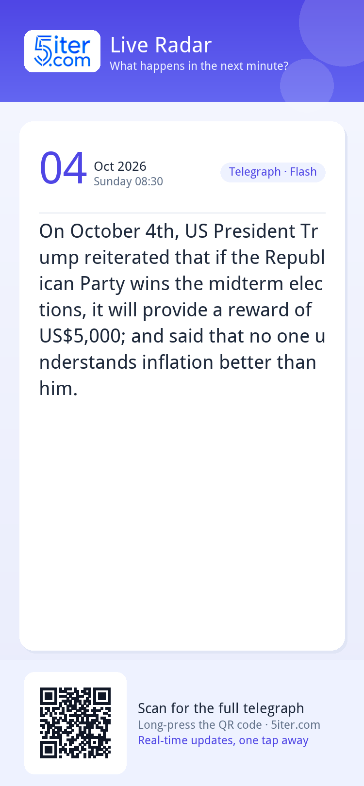On October 4th, US President Trump reiterated that if the Re