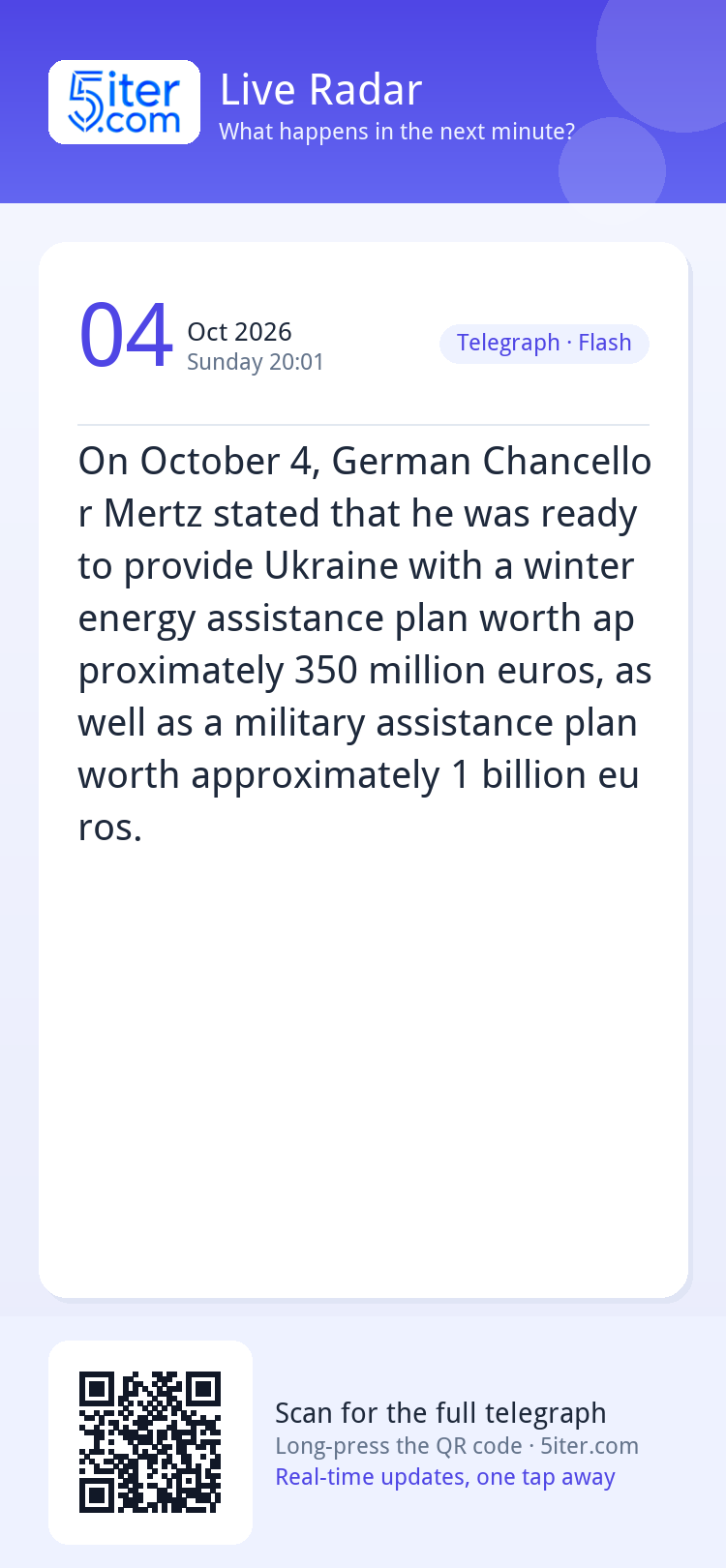 On October 4, German Chancellor Mertz stated that he was rea