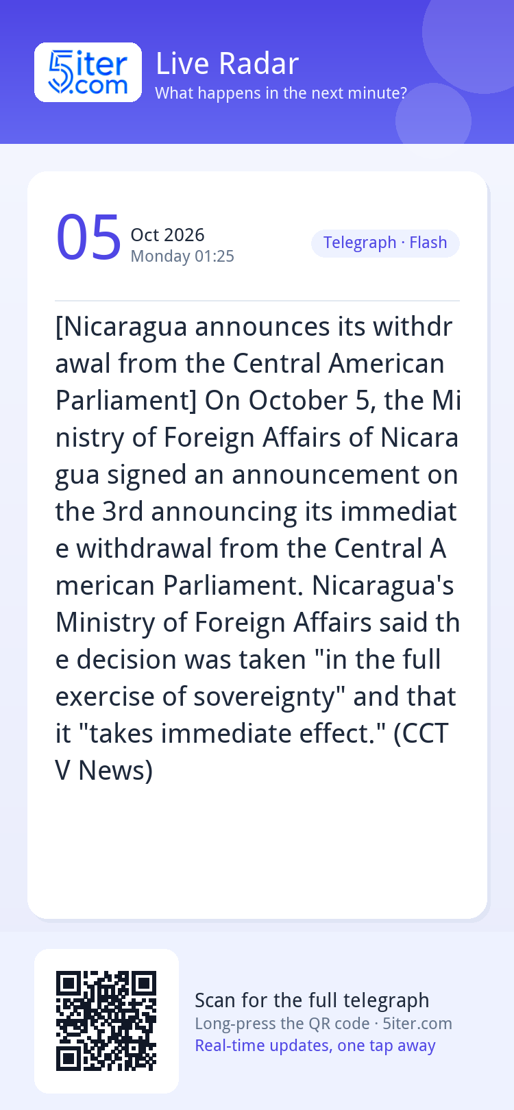 [Nicaragua announces its withdrawal from the Central America