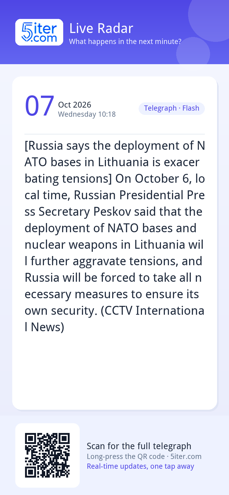 [Russia says the deployment of NATO bases in Lithuania is ex