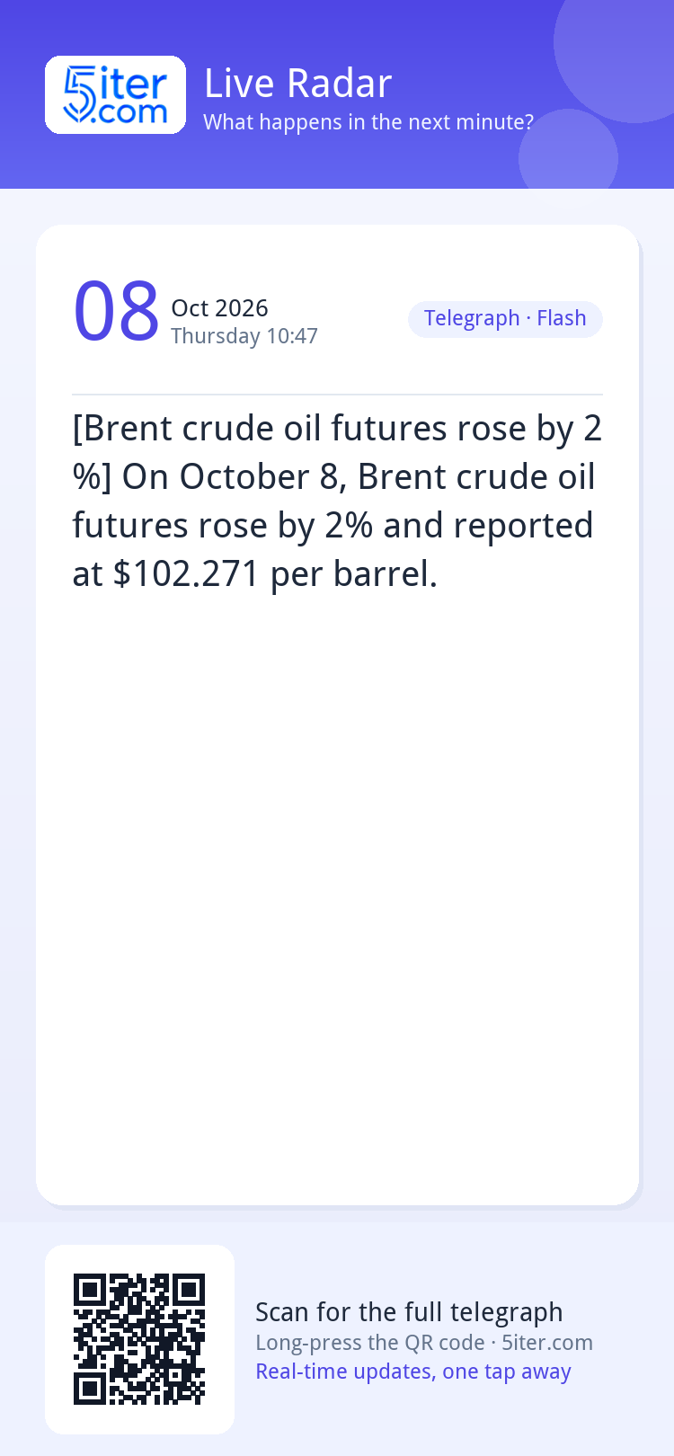 [Brent crude oil futures rose by 2%] On October 8, Brent cru