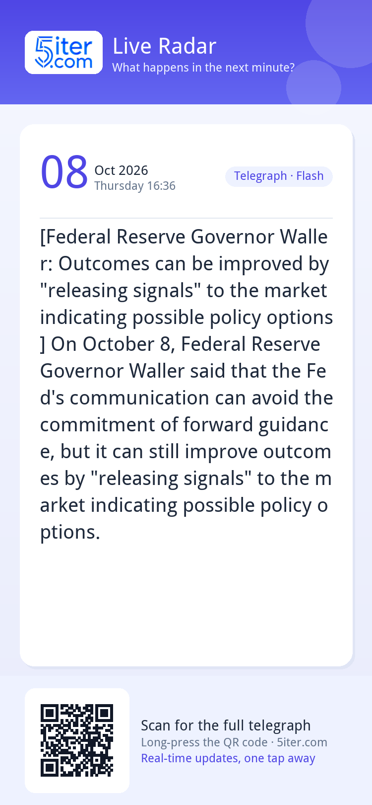 [Federal Reserve Governor Waller: Outcomes can be improved b