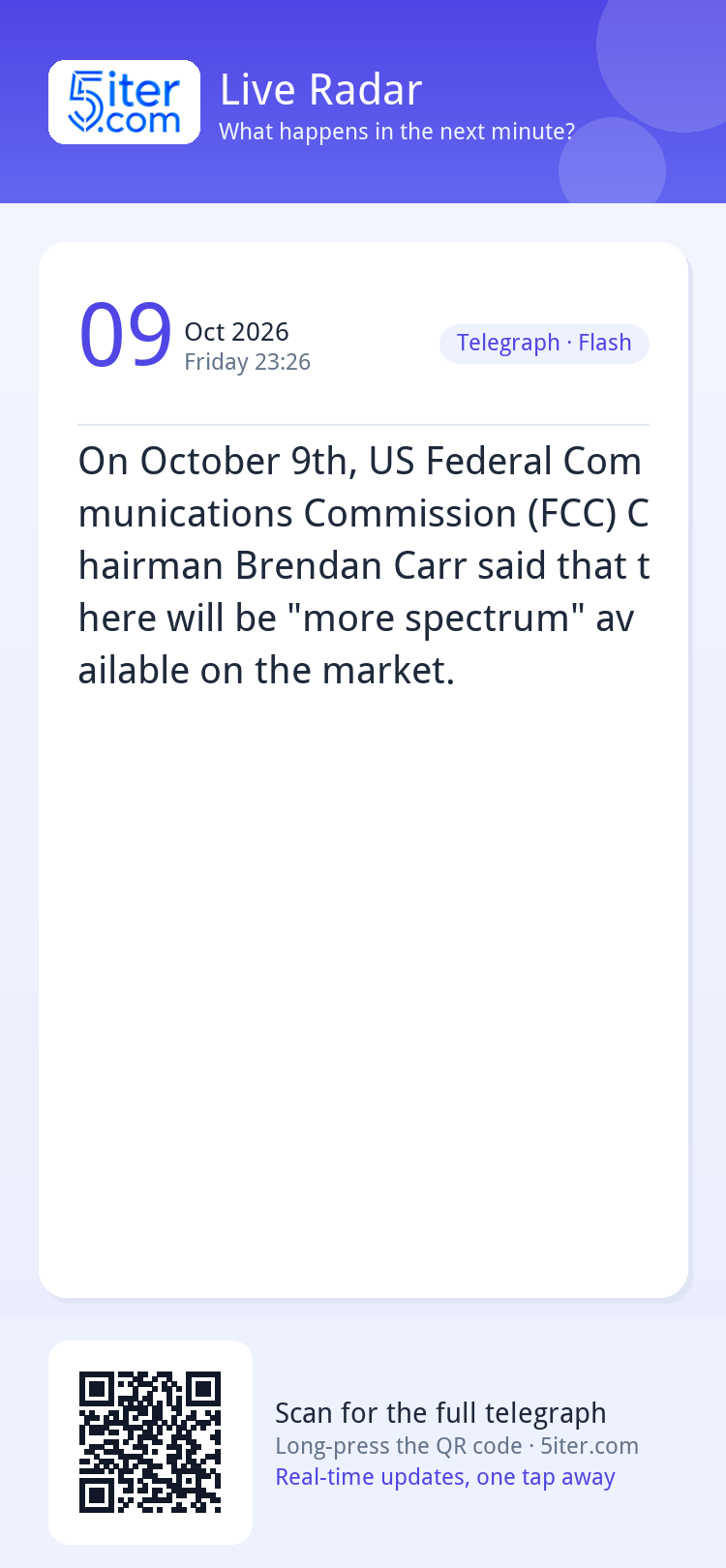 On October 9th, US Federal Communications Commission (FCC) C