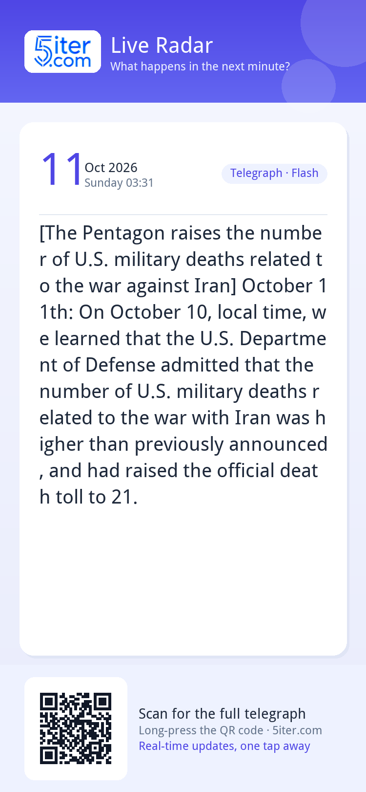 [The Pentagon raises the number of U.S. military deaths rela