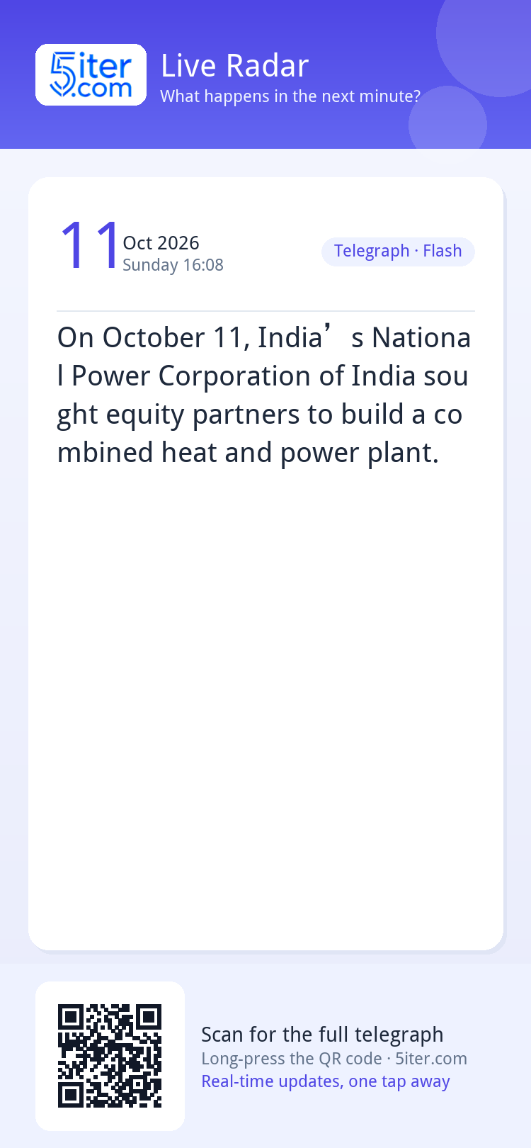 On October 11, India’s National Power Corporation of India s
