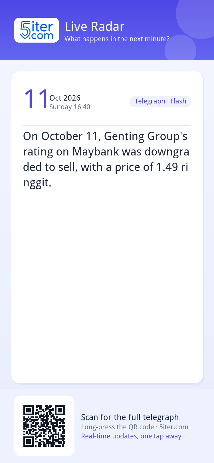 On October 11, Genting Group's rating on Maybank was downgra