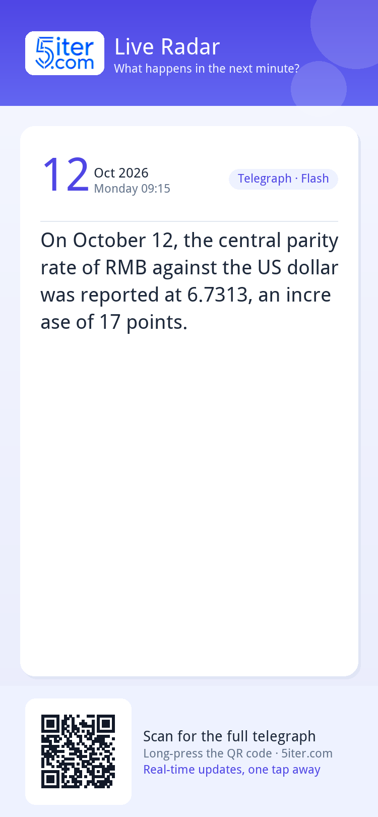 On October 12, the central parity rate of RMB against the US