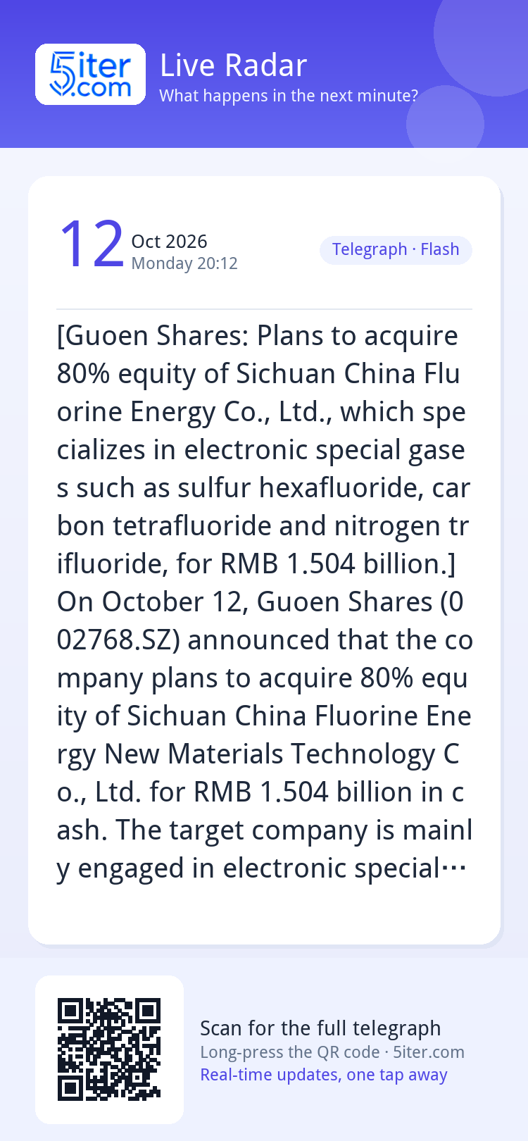 [Guoen Shares: Plans to acquire 80% equity of Sichuan China 