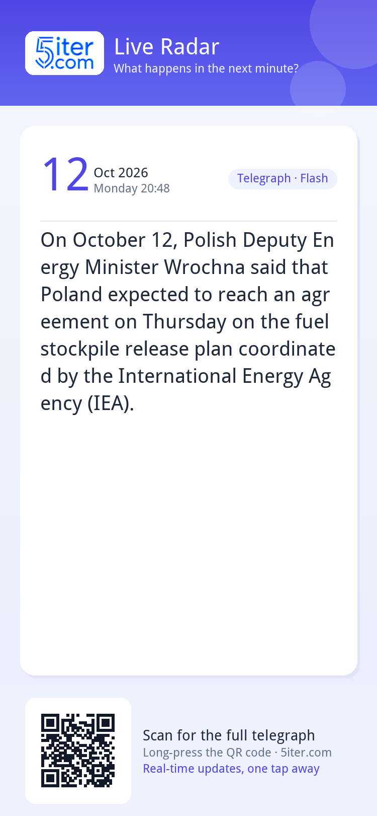 On October 12, Polish Deputy Energy Minister Wrochna said th