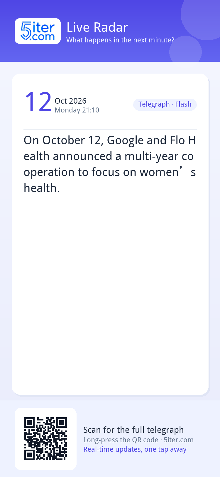 On October 12, Google and Flo Health announced a multi-year 