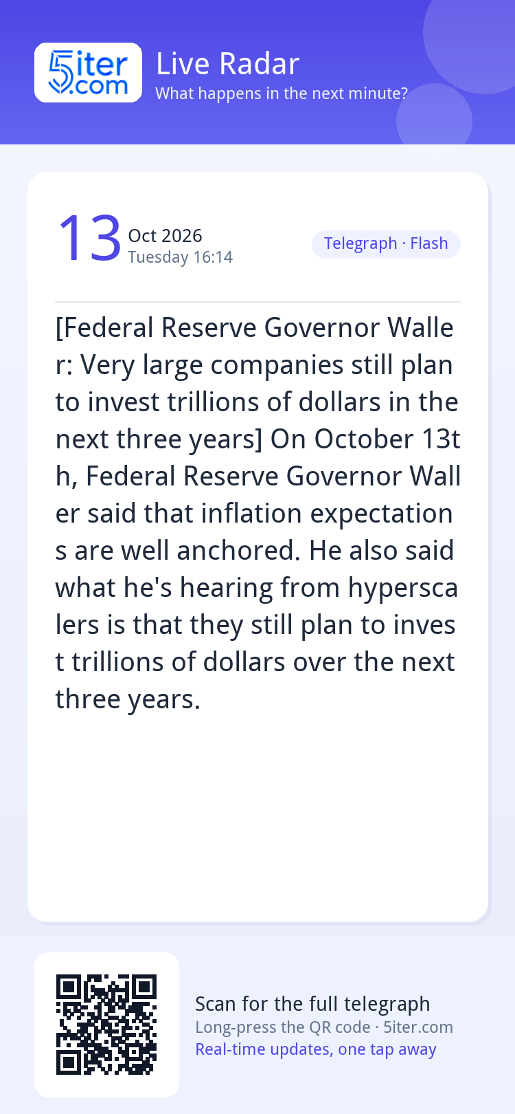[Federal Reserve Governor Waller: Very large companies still