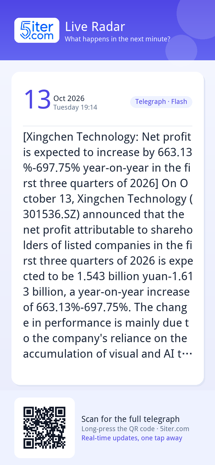 [Xingchen Technology: Net profit is expected to increase by 