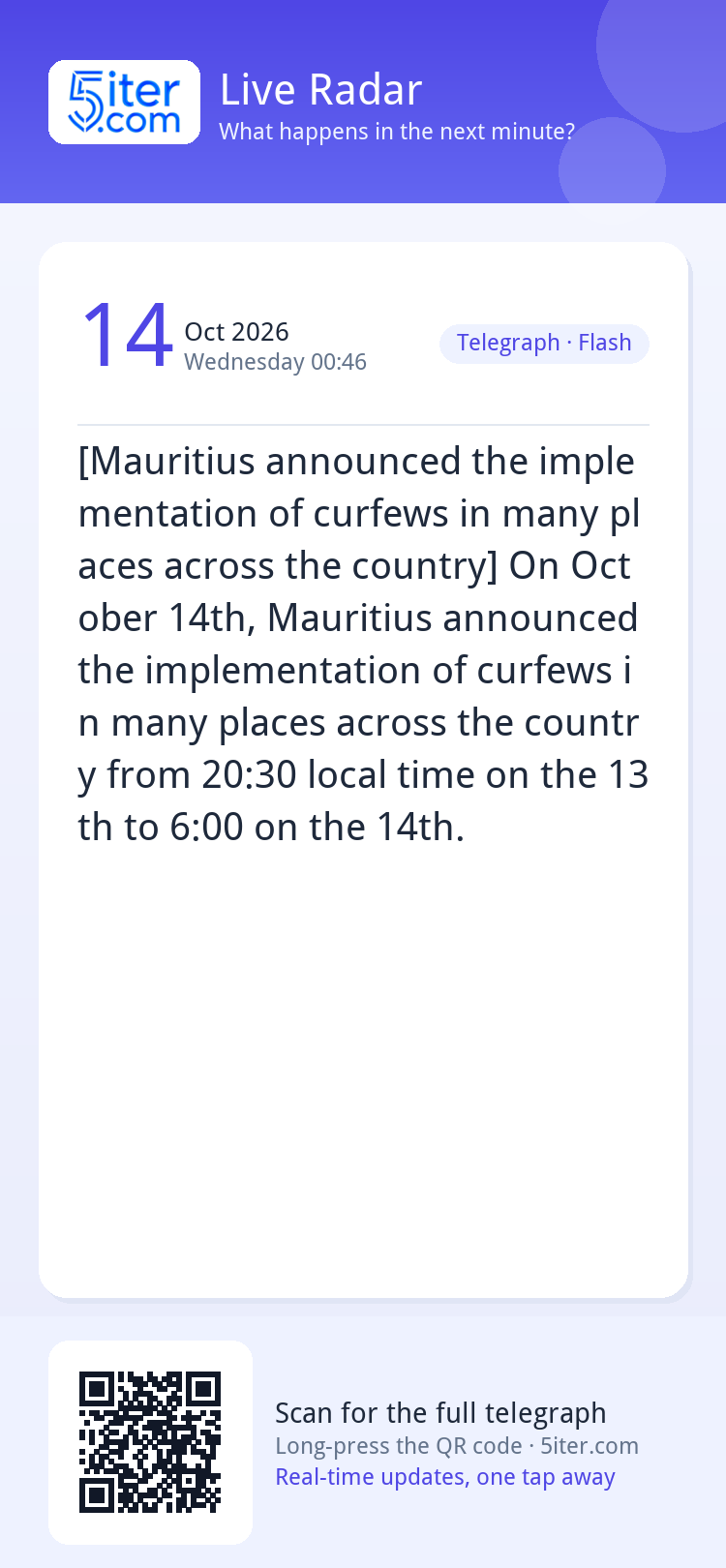 [Mauritius announced the implementation of curfews in many p