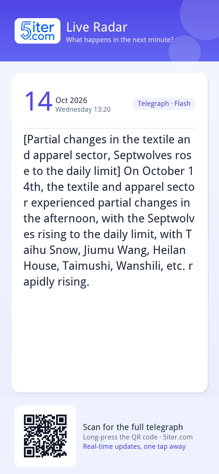 [Partial changes in the textile and apparel sector, Septwolv