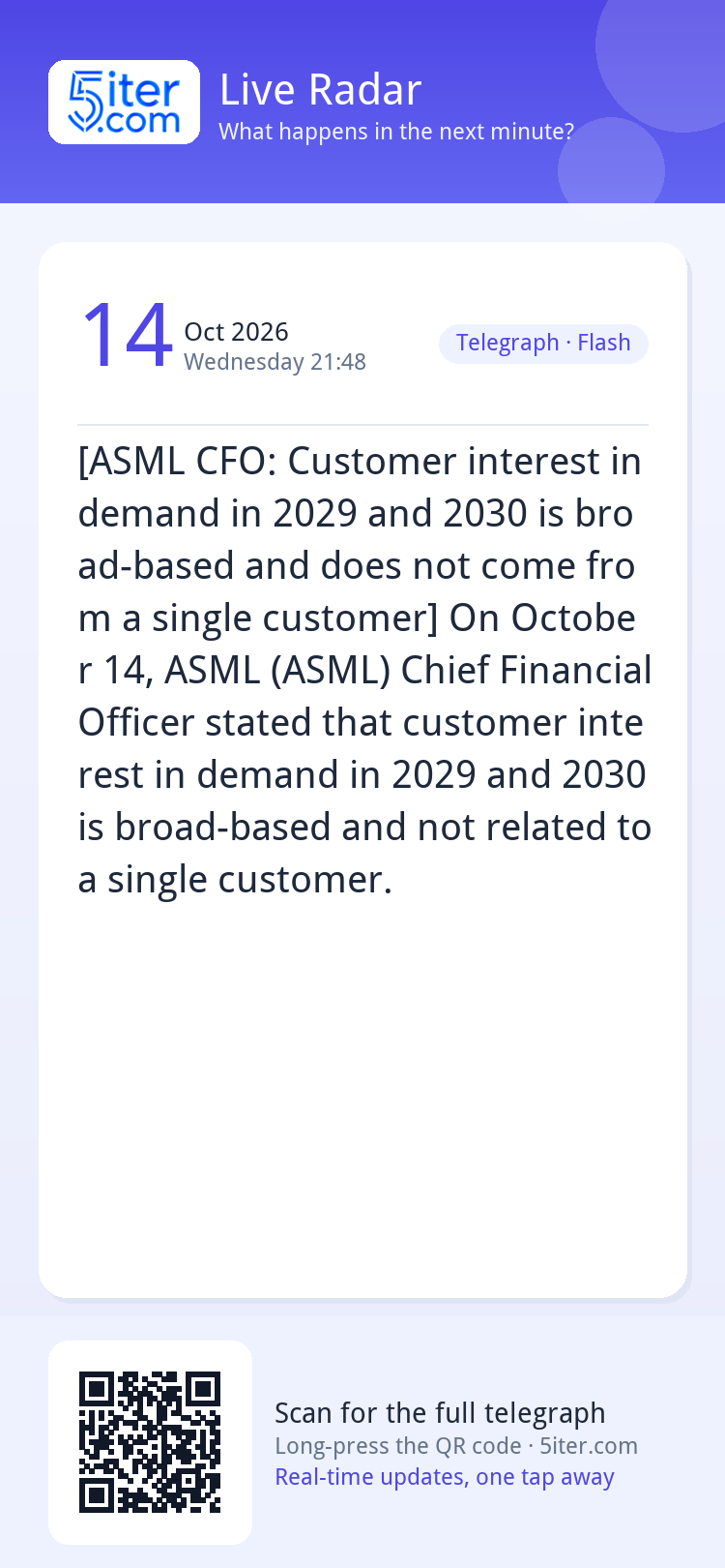 [ASML CFO: Customer interest in demand in 2029 and 2030 is b