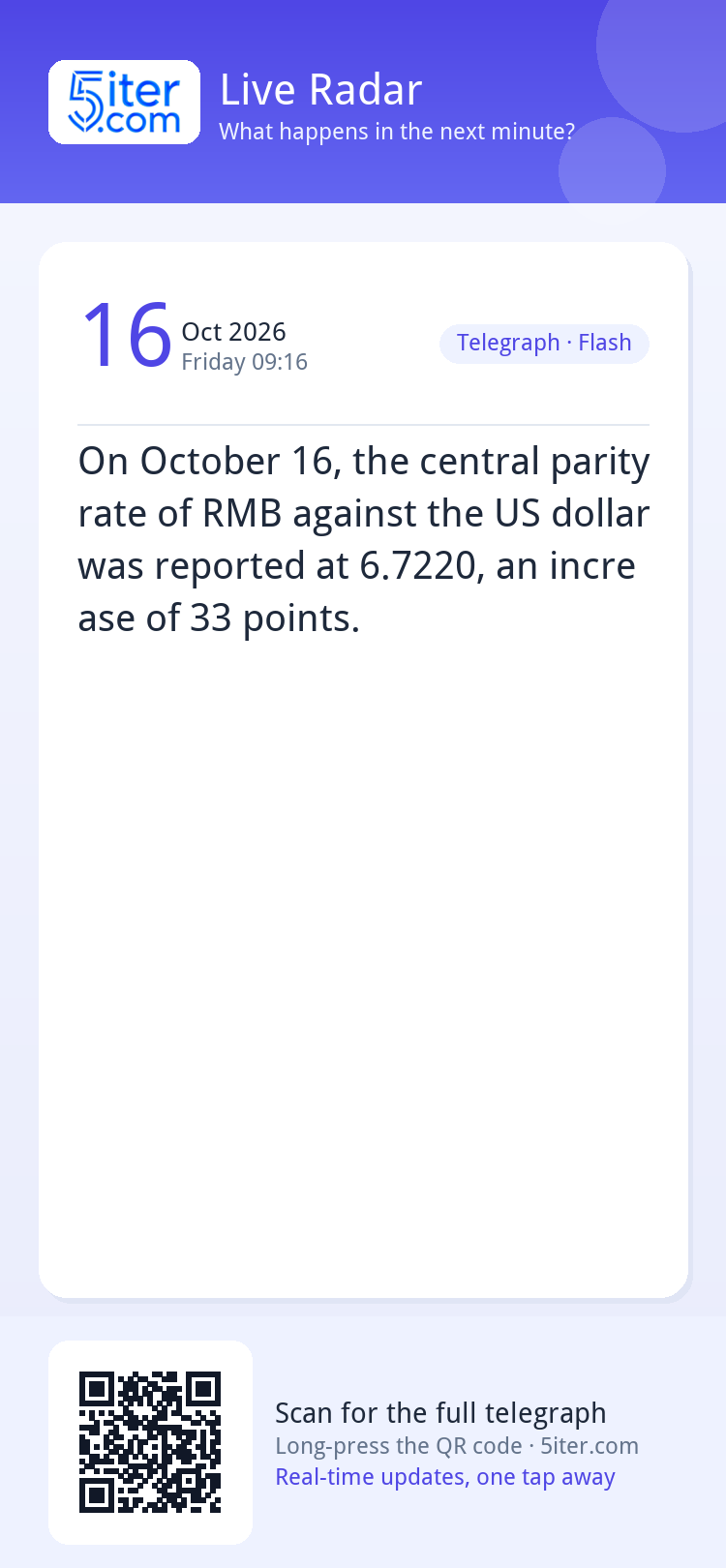 On October 16, the central parity rate of RMB against the US